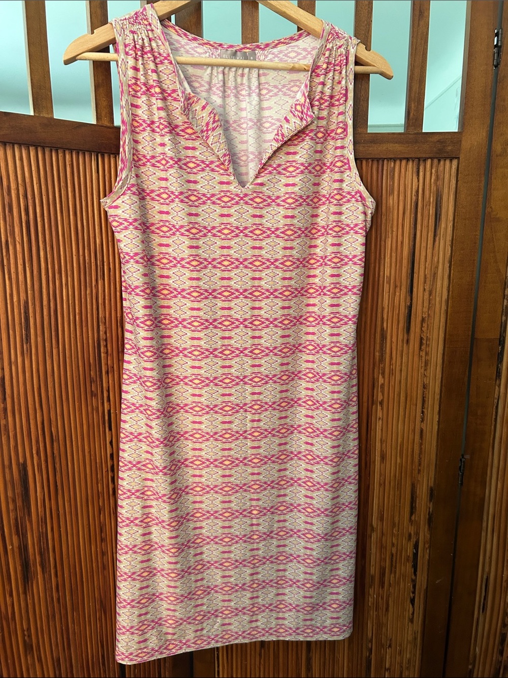 Sleeveless Pink Patterned Mini Dress